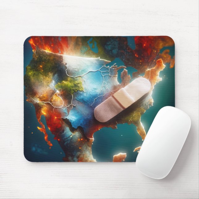 Bandage On a USA Map Mouse Mat (With Mouse)
