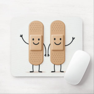 Bandage Stick Figure Couple Waving Mouse Mat