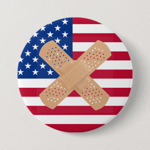 Bandaged American Flag 7.5 Cm Round Badge