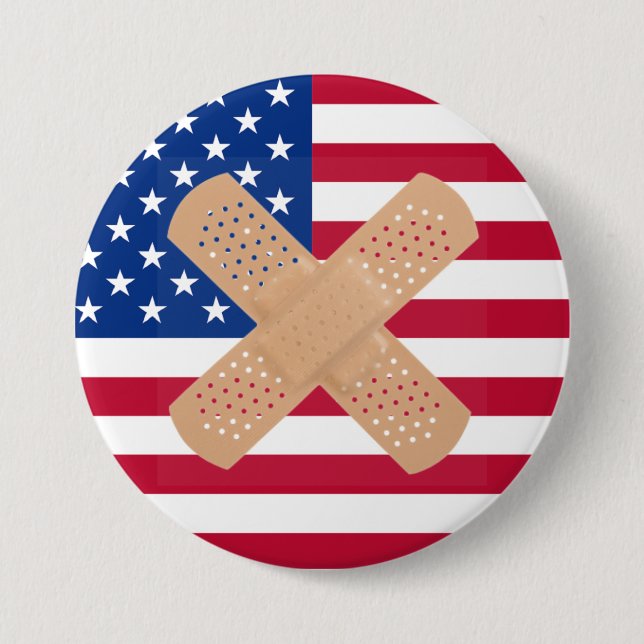 Bandaged American Flag 7.5 Cm Round Badge (Front)