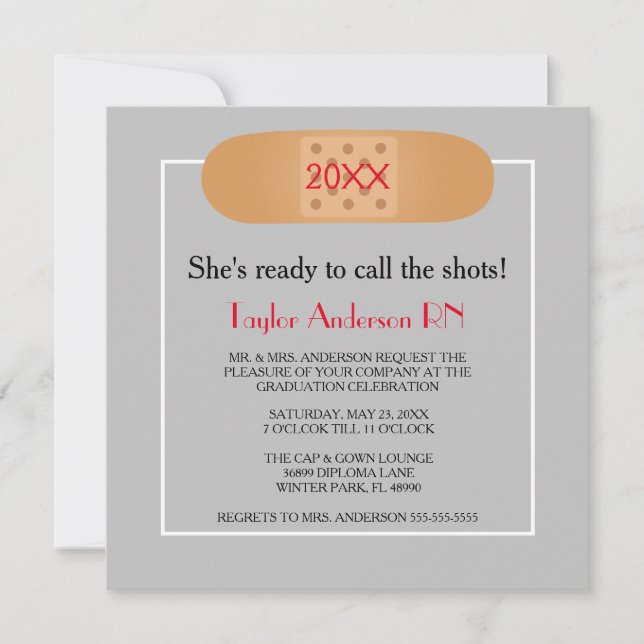 Bandaid Nursing School Graduation Invitation (Front)