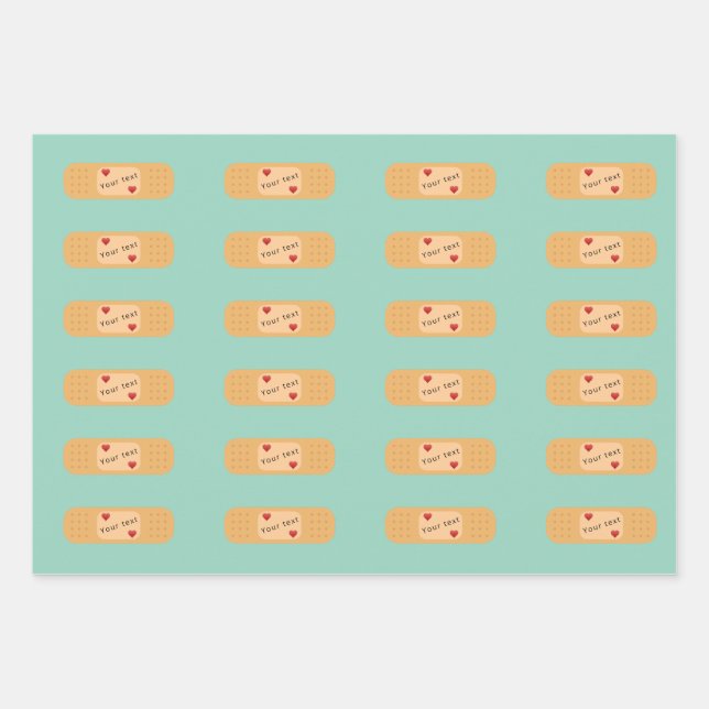 Bandaid patch plaster personalizable text  wrapping paper sheet (Front)