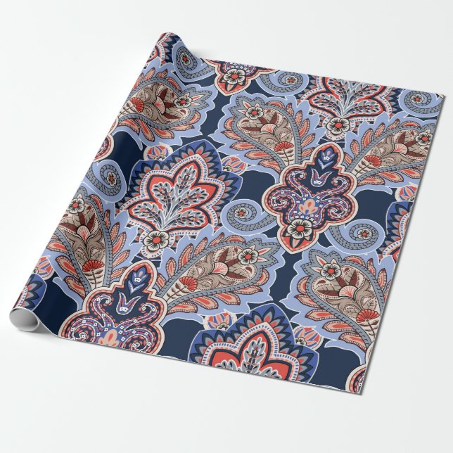 Bandana pattern with paisley elements. Vintage han Wrapping Paper (Unrolled)
