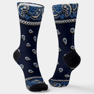 Bandanna 2 Tone Blue Socks