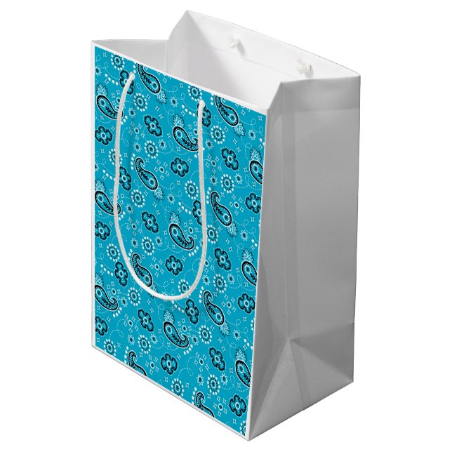 Bandanna Blue Pattern Modern Fun Colourful Medium Gift Bag (Back Angled)
