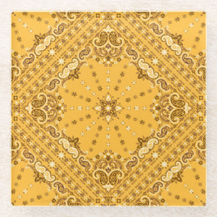 Bandanna Boho: Paisley Print Revival Glass Coaster
