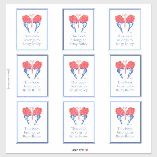 Bandanna Butterfly Bookplate (Sheet)