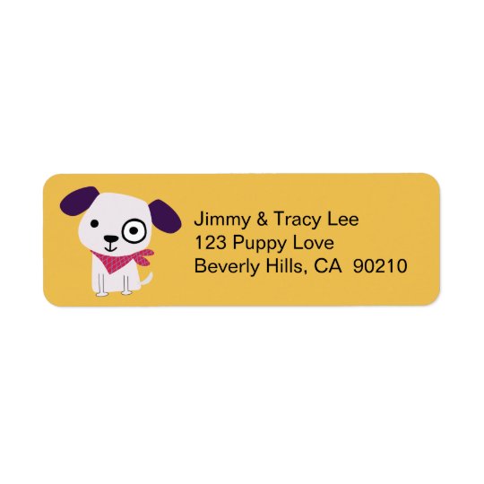 Bandanna Doggy, Address Labels, yellow Return Address Label