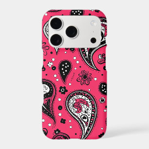 Bandanna Paisley iPhone Case Y2K Pink Black