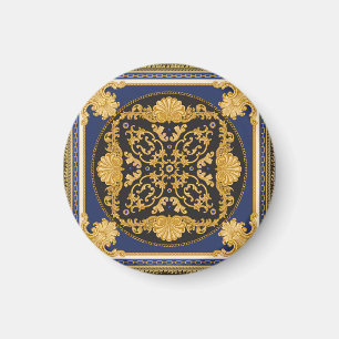 Bandanna Print: Black Blue Gold. Magnet