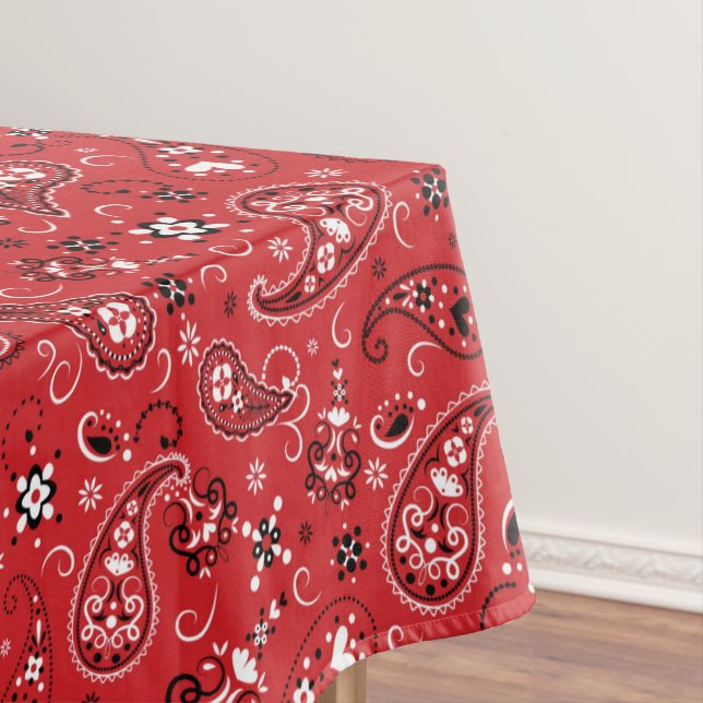Bandanna Red Paisley Tablecloth (In Situ)