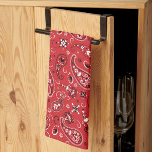 Bandanna Red Paisley  Tea Towel