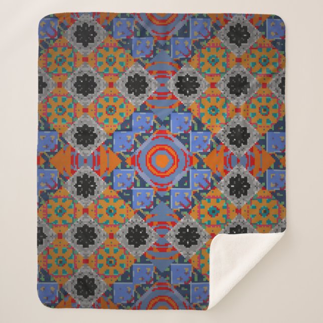 Bandanna shawl, tablecloth fabric design, silk nec sherpa blanket (Front)