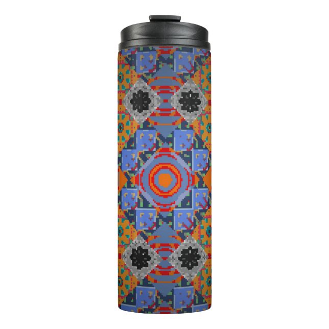 Bandanna shawl, tablecloth fabric design, silk nec thermal tumbler (Front)