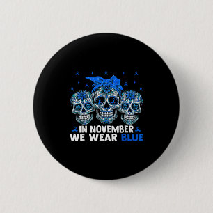 Bandanna Sugar Skull In November We Wear Ribbon Bl 6 Cm Round Badge