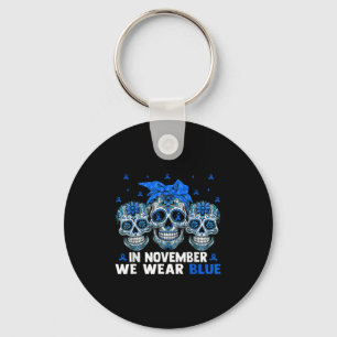 Bandanna Sugar Skull In November We Wear Ribbon Bl Key Ring