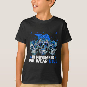Bandanna Sugar Skull In November We Wear Ribbon Bl T-Shirt
