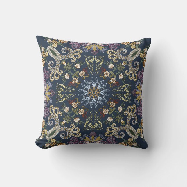 Bandanna with colourful paisley seamless pattern cushion (Front)