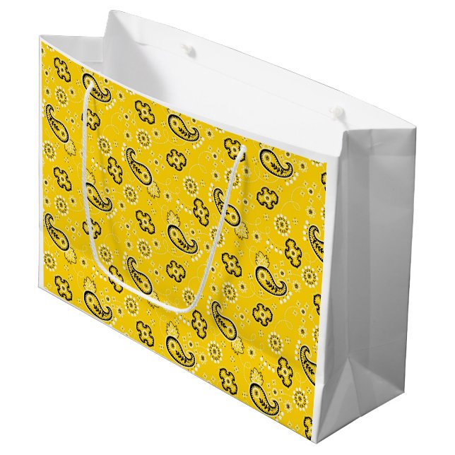 Bandanna Yellow Retro Classic Modern Fun Large Gift Bag (Front Angled)