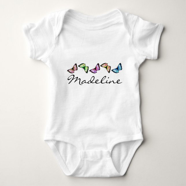 "Banded Butterflies" Baby Bodysuit (Front)