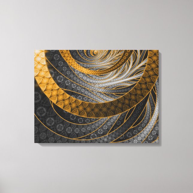 Banded Dragon Scales of Black, Gold, and Yellow Canvas Print (Front)