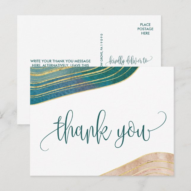 Banded Gemstone | Emerald Thank You Postcard (Front/Back)