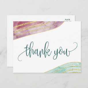 Banded Gemstone   Mauve Thank You Postcard