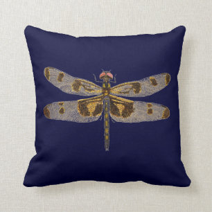 Banded Pennant Dragonfly on Navy Blue Cushion