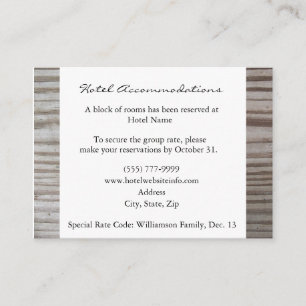 Banded Wood Hotel Accommodation Cards