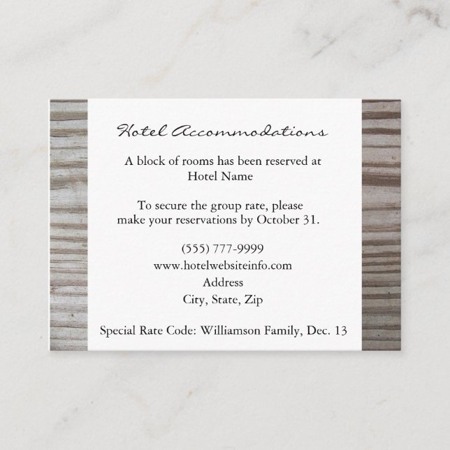 Banded Wood Hotel Accommodation Cards (Front)
