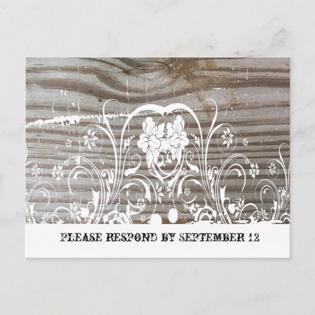 Banded Wood RSVP Invitation Postcard (Front)