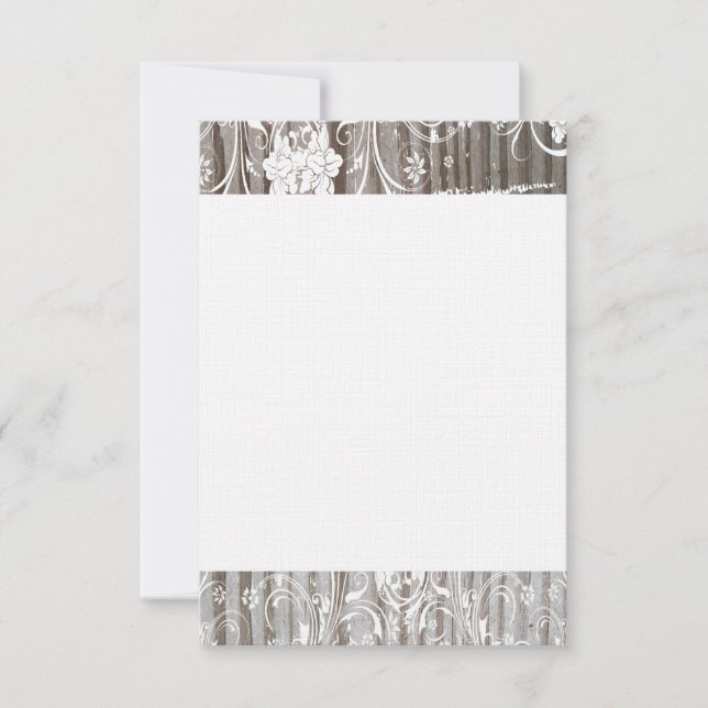 Banded Wood Shabby Lace Thank You Flat Cards (Front)