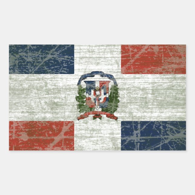 BANDEIRA DA REPÚBLICA DOMINICANA RECTANGULAR STICKER (Front)