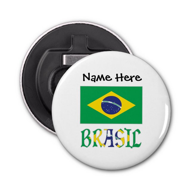 Bandeira do Brasil e Brasil Come o Nome Bottle Opener (Front)