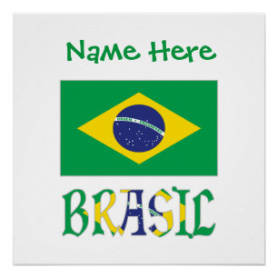 Bandeira do Brasil e Brasil Personalised Poster