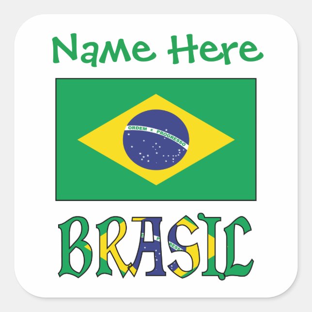 Bandeira do Brasil Personalised Flag Square Label (Front)