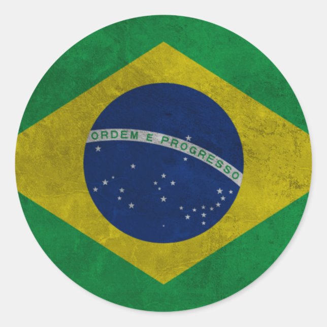 Bandeira Grunge Classic Round Sticker (Front)