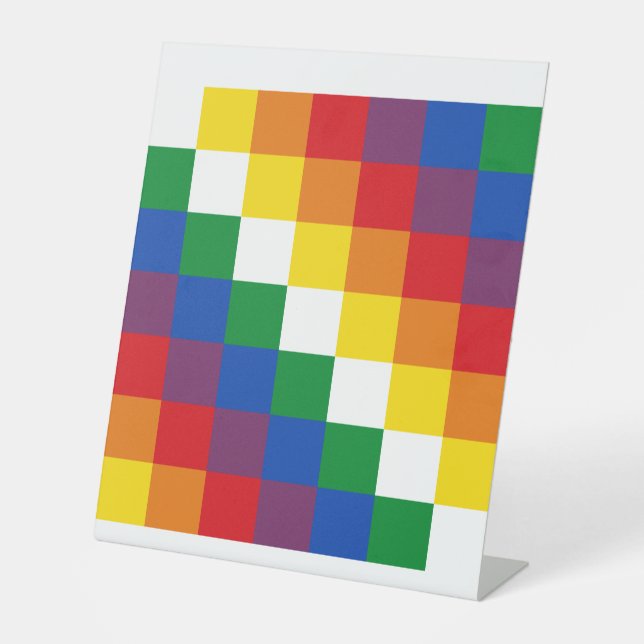 Bandera Andina de la Wiphala Andes Qulla Suyu Flag Pedestal Sign (Front)