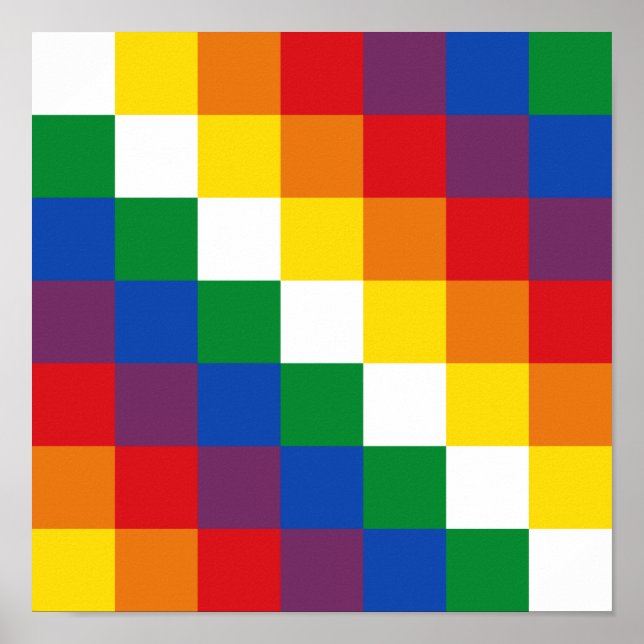 Bandera Andina de la Wiphala Qulla Suyu Flag Print (Front)