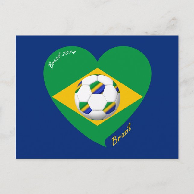 Bandera de BRAZIL FÚTBOL equipo nacional 2014 Postcard (Front)