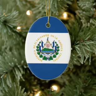 Bandera de El Salvador Ceramic Tree Decoration