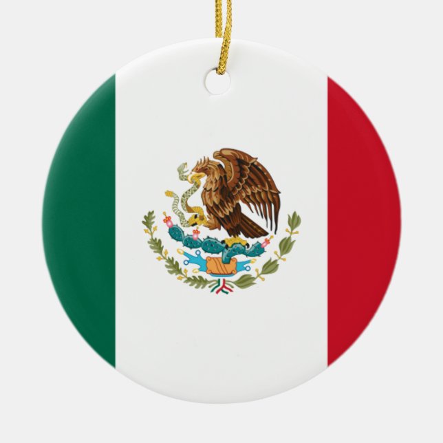 Bandera de México - Flag of Mexico - Mexican Flag Ceramic Tree Decoration (Front)