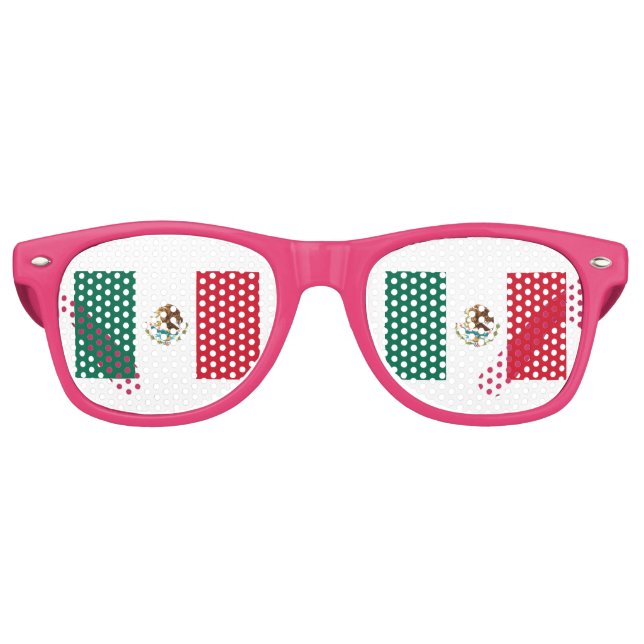 Bandera de México - Flag of Mexico - Mexican Flag Retro Sunglasses (Front)