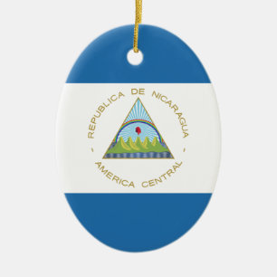 Bandera de Nicaragua Ceramic Tree Decoration