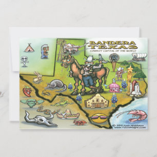 Bandera TEXAS Map Invitation