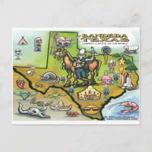 Bandera TEXAS Map Postcard