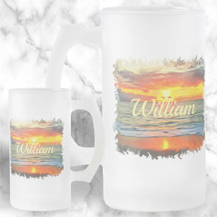 Banderas Bay Sunset 1738 Frosted Glass Beer Mug