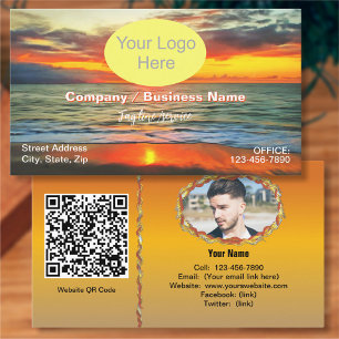 Banderas Bay Sunset 1738 QR Code Business Card