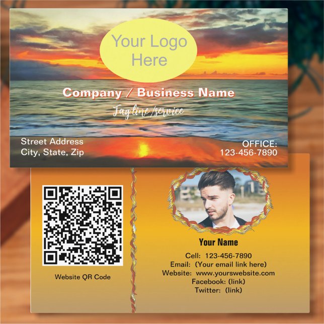 Banderas Bay Sunset 1738 QR Code Business Card (Creator Uploaded)
