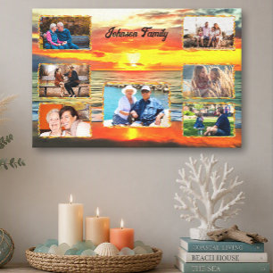 Banderas Sunset Family Collage 1738 Art Canvas Print